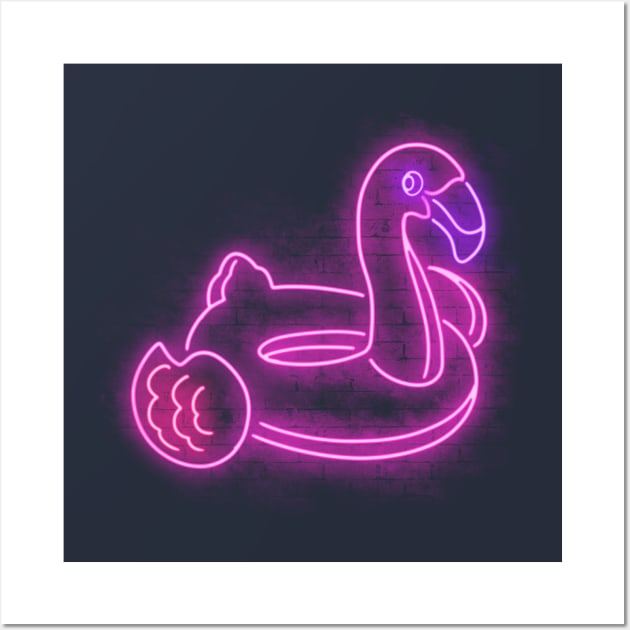 Neon flamingo Wall Art by Cromanart